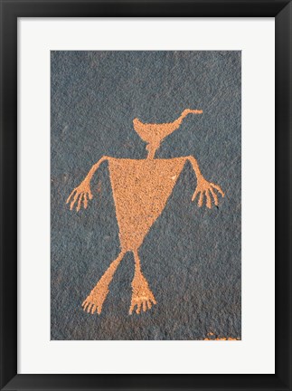 Framed Detail Of A Duck Headed Man Petroglyph, Utah Print