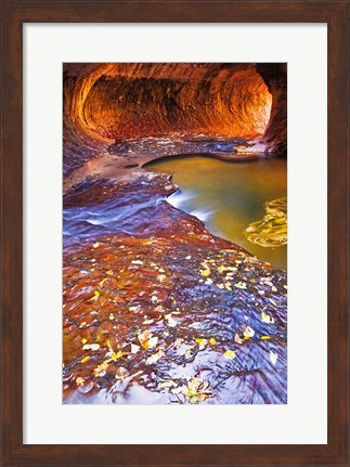 Framed Subway Along North Creek With Fallen Leaves, Utah Print