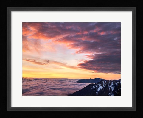 Framed Dawn On Hurricane Ridge Road, Washington Print