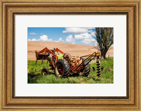 Framed Tractor Used For Fence Building, Washington Print