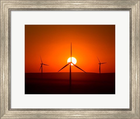 Framed Windmills At Sunset, Washington Print