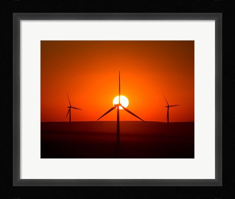 Framed Windmills At Sunset, Washington Print