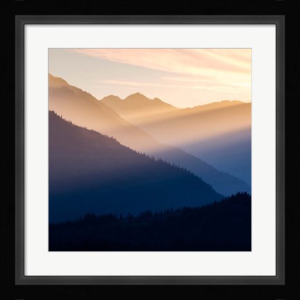 Framed Sunset In The Olympic National Forest Print