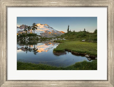 Framed Mt Baker Reflecting In A Tarn On Park Butte Print