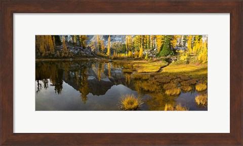 Framed Panorama Of Mt Stuart Reflects In A Tarn Near Horseshoe Lake Print