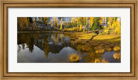 Framed Panorama Of Mt Stuart Reflects In A Tarn Near Horseshoe Lake Print