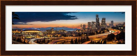 Framed Sweeping Sunset View Over Downtown Seattle Print
