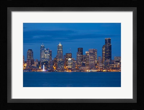 Framed Seattle Skyline View Over Elliott Bay Print