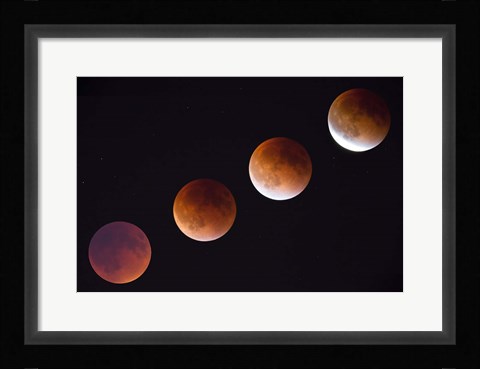 Framed Composite Of The Phases Of A Total Lunar Eclipse Print