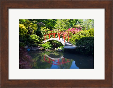 Framed Moon Bridge In The Kubota Gardensm Washington State Print