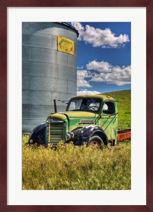 Framed Silo With Old Field Truck Print