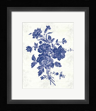 Framed Toile Roses VIII Print