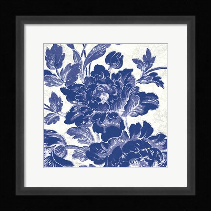Framed Toile Roses VI Print