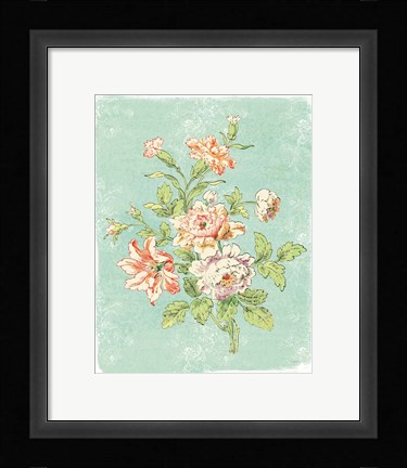 Framed Cottage Roses IX Bright Print