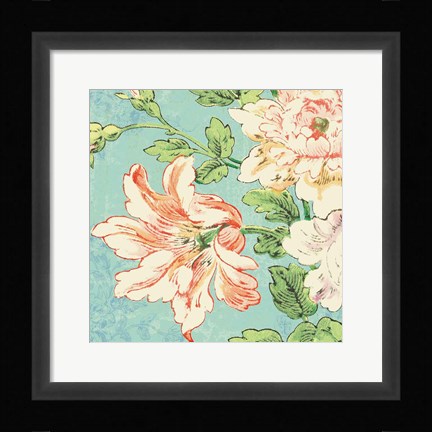 Framed Cottage Roses VII Bright Print