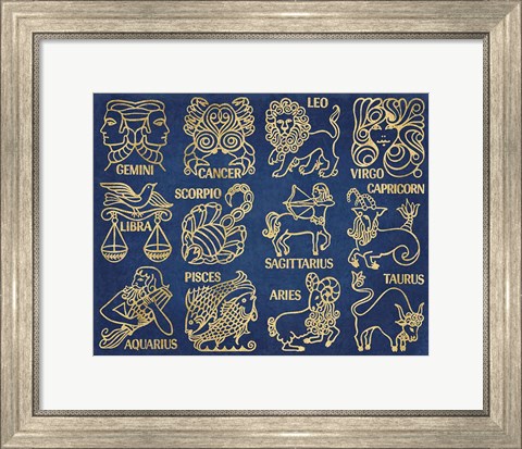 Framed Whats Your Sign Blue Gold Print