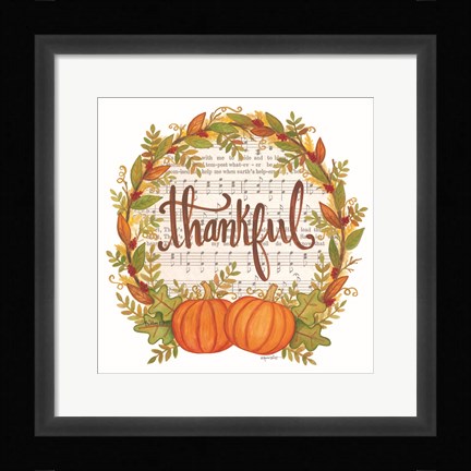 Framed Thankful Wreath Print