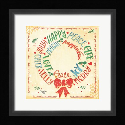 Framed Christmas Wreath Print