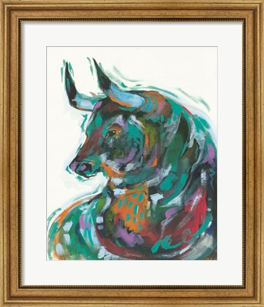 Framed Bull at Blossom Barn Print