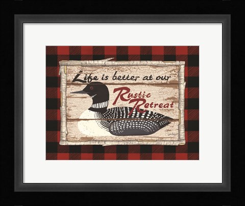 Framed Plaid and Loon Print