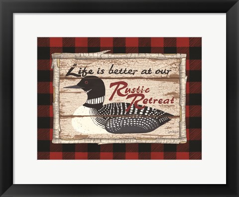 Framed Plaid and Loon Print