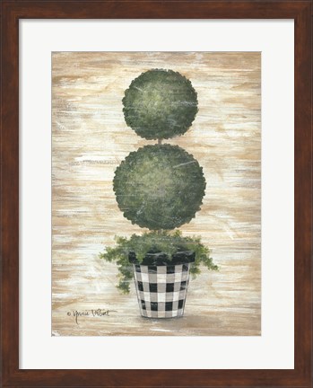 Framed Gingham Topiary Spheres Print