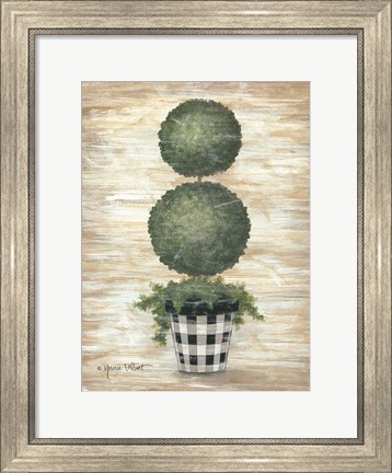 Framed Gingham Topiary Spheres Print