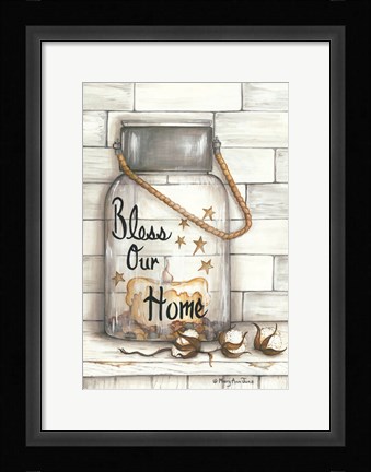 Framed Glass Luminary Bless Our Home Print