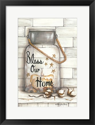 Framed Glass Luminary Bless Our Home Print