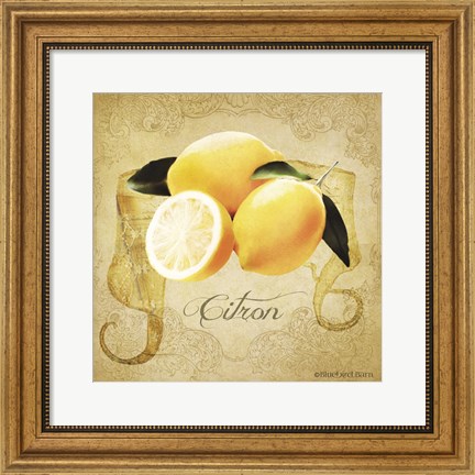 Framed Vintage Lemons Citron Print