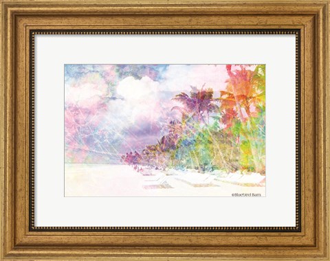 Framed Rainbow Bright Coast and Palms Print