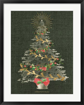 Framed Burlap Christmas Tree Print