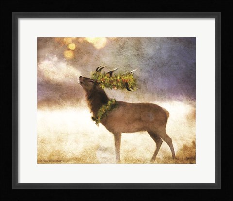 Framed Holly and Ivy Stag Print