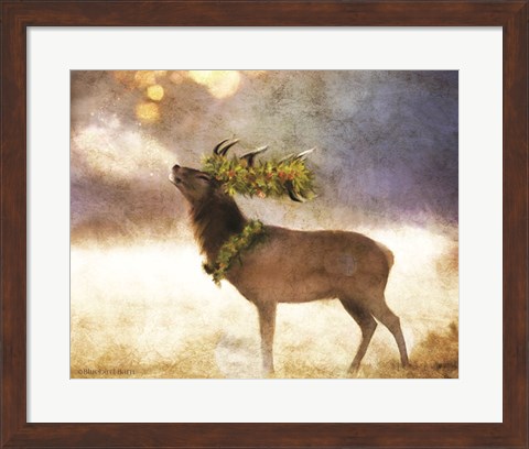 Framed Holly and Ivy Stag Print