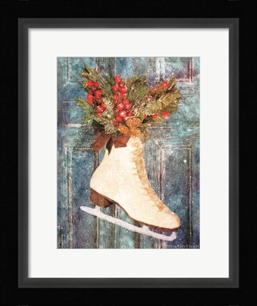 Framed Winter Skate with Floral Spray Print