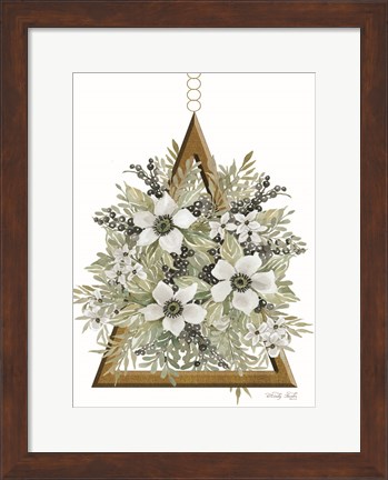 Framed Geometric Triangle Muted Floral I Print