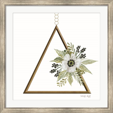 Framed Geometric Triangle Muted Floral II Print