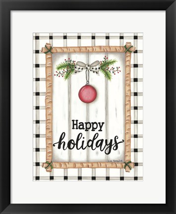 Framed White Holiday Plaid Print
