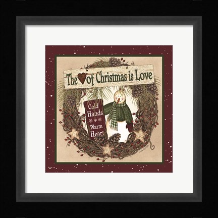 Framed Heart of Christmas Wreath Print