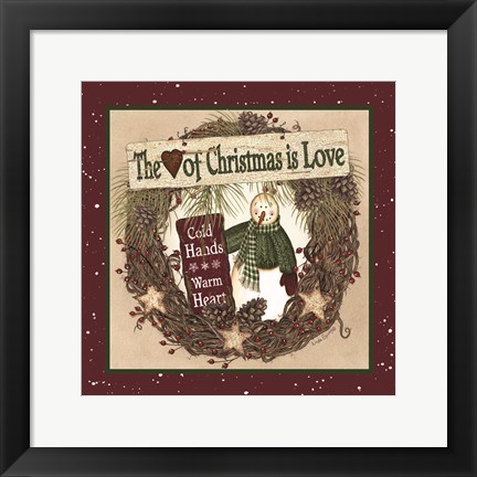 Framed Heart of Christmas Wreath Print