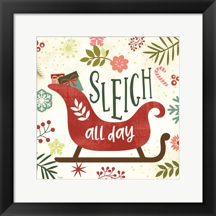 Framed Sleigh Rides All Day Print