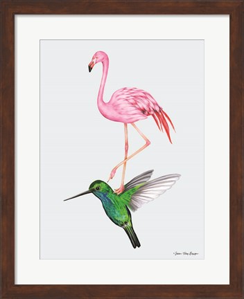 Framed Hummingbird and the Flamingo Print