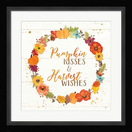 Framed Harvest Wishes II on Wood Print