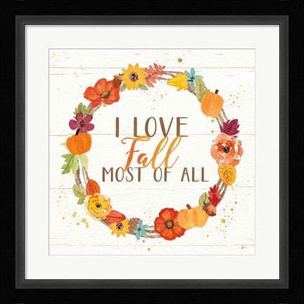 Framed Harvest Wishes I on Wood Print