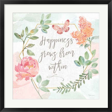 Framed Watercolorful V Happiness Print