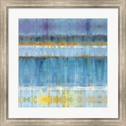 Framed Abstract Stripes Blue Print