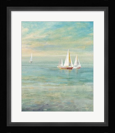Framed Sunrise Sailboats II Nautical Print