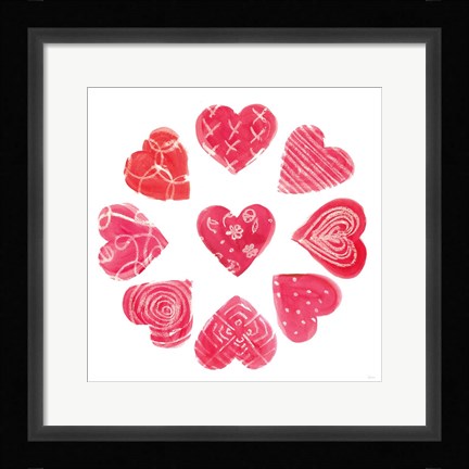 Framed Hearts and More Hearts II Print