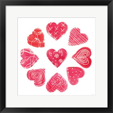Framed Hearts and More Hearts II Print