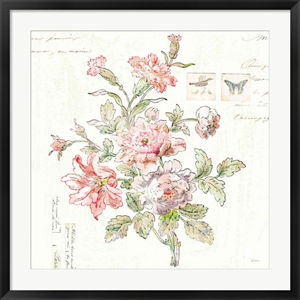 Framed Cottage Roses III Print